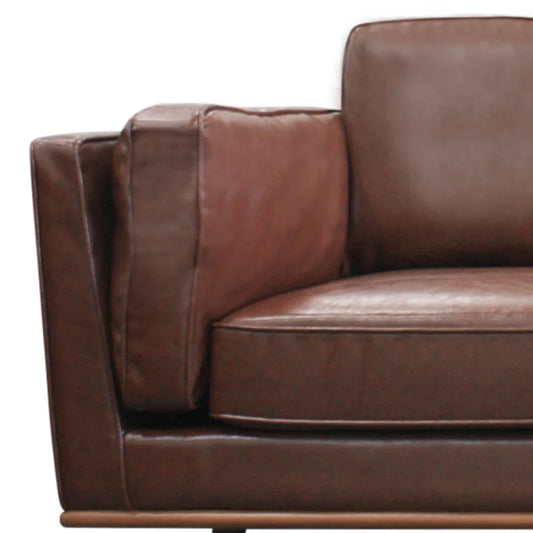 3 Seater Faux Sofa Brown Lounge Set for Living Room Couch with Wooden Frame - Mekamart Australia