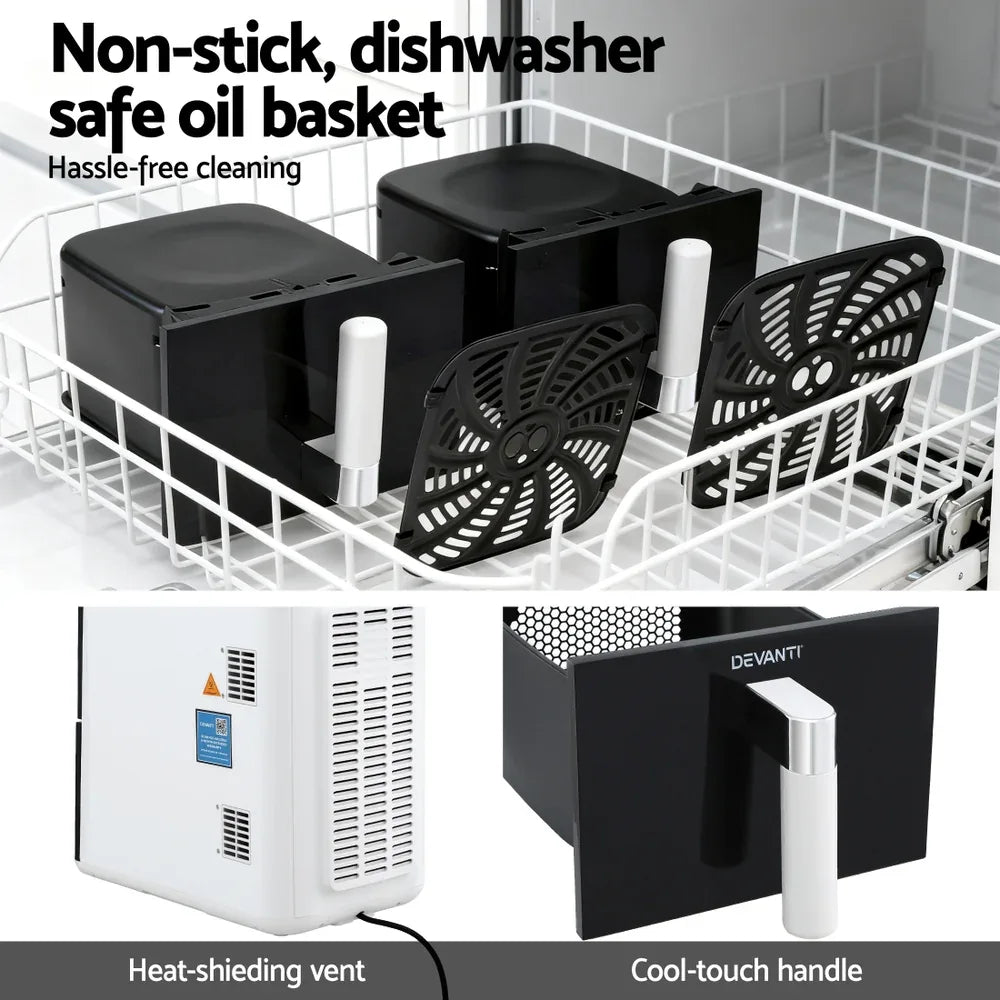 Devanti Air Fryer Oven 11L Dual Zone Fryers - Mekamart Australia