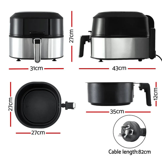 Devanti 5.5L Air Fryer & Grill LCD Fryers 1500W - Mekamart Australia