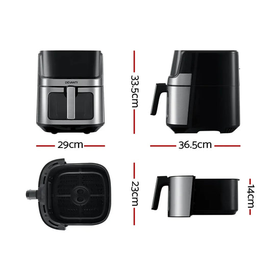 Devanti Air Fryer 6.5L LCD Fryers Clear Window - Mekamart Australia