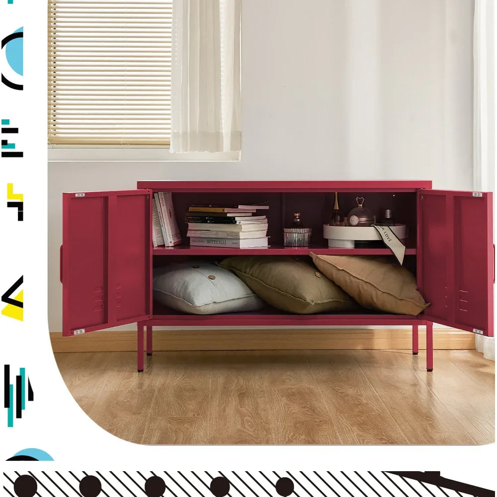 Artiss Buffet Sideboard Metal Cabinet - BASE Pink - Mekamart Australia