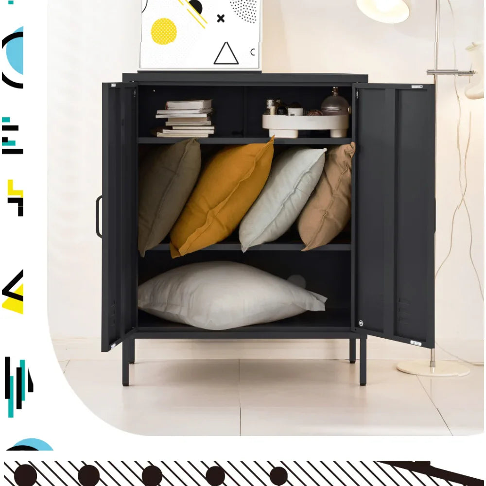 Artiss Buffet Sideboard Metal Cabinet - SWEETHEART Charcoal - Mekamart Australia