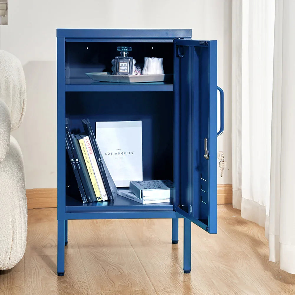 Artiss Bedside Table Metal Cabinet - Blue - Mekamart Australia