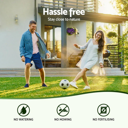 Prime Turf Artificial Grass Turf Rug Fake Grass 2 Rolls 15mm Height 50cm x 2m Indoor Outdoor Synthetic Grass Mat Carpet with Drainage Holes Plastic Plant - Mekamart Australia