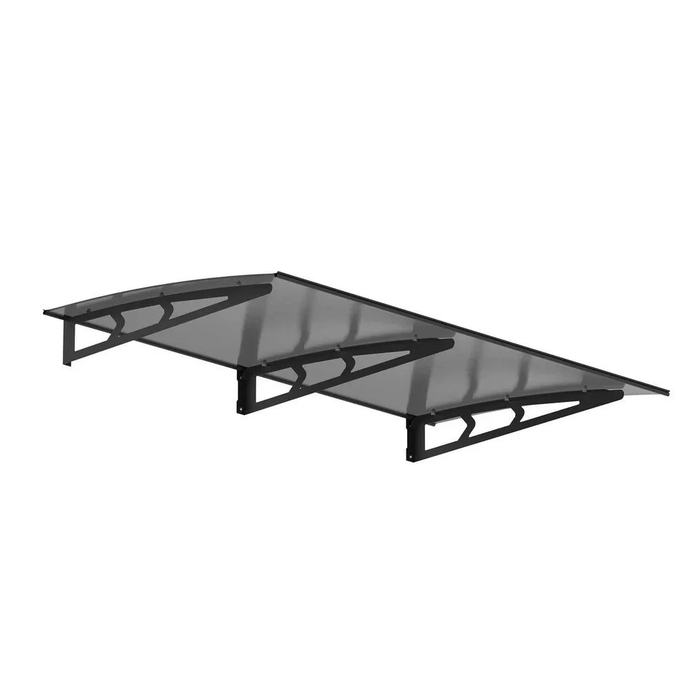 Instahut Window Door Awning Canopy 1mx2m Grey Solid Sheet Metal Frame - Mekamart Australia