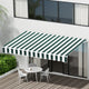 Instahut Retractable Folding Arm Awning Manual Sunshade 3Mx2.5M Green White - Mekamart Australia