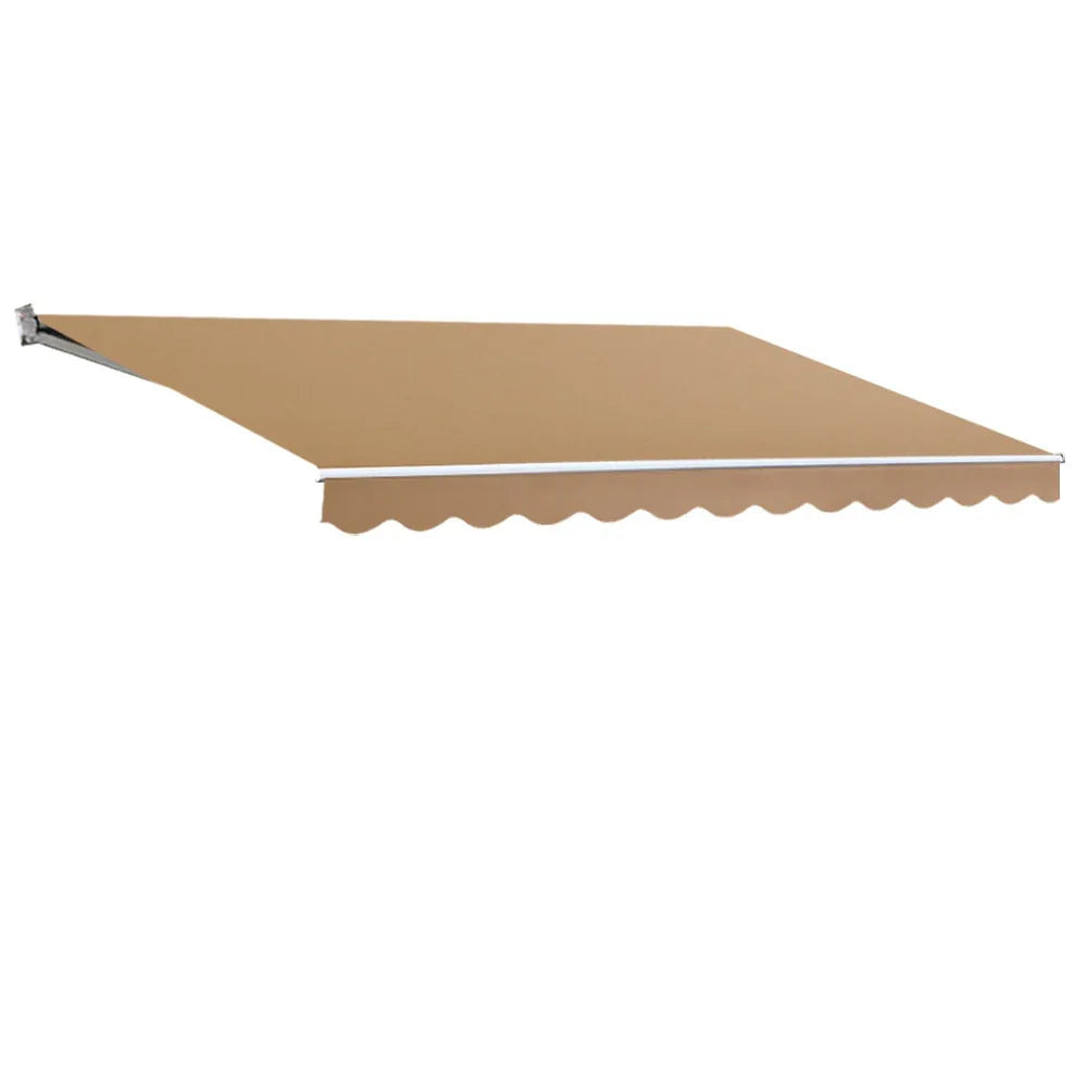 Instahut Retractable Folding Arm Awning Manual Sunshade 4Mx3M Beige - Mekamart Australia