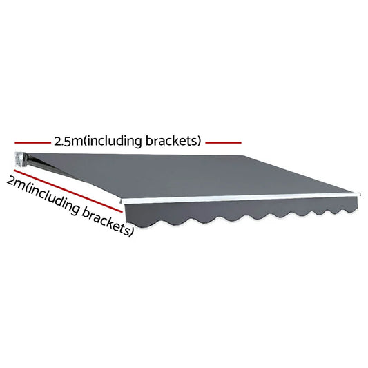 Instahut Retractable Folding Arm Awning Motorised Sunshade 2.5Mx2M Grey - Mekamart Australia