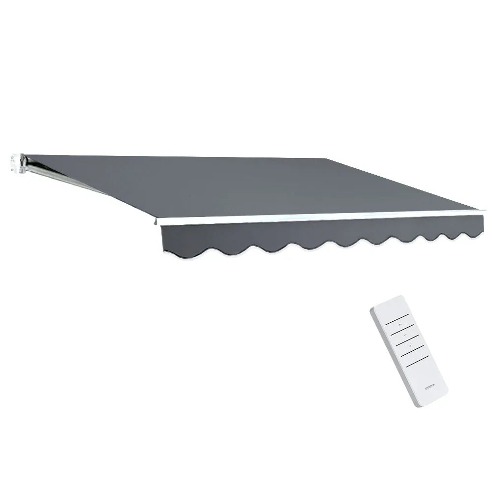 Instahut Retractable Folding Arm Awning Motorised Sunshade 2.5Mx2M Grey - Mekamart Australia