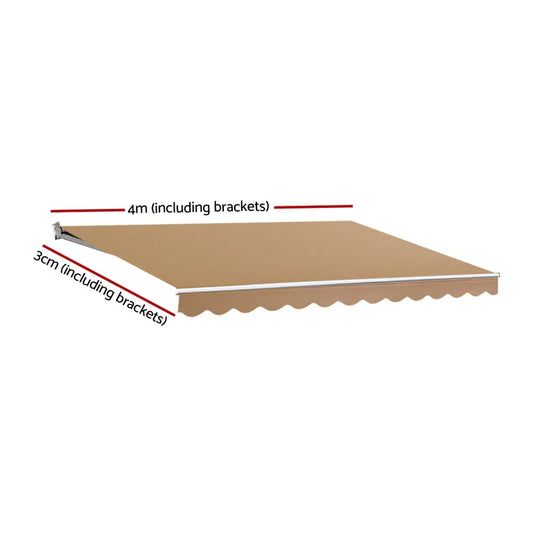Instahut Retractable Folding Arm Awning Motorised Sunshade 4Mx3M Beige - Mekamart Australia