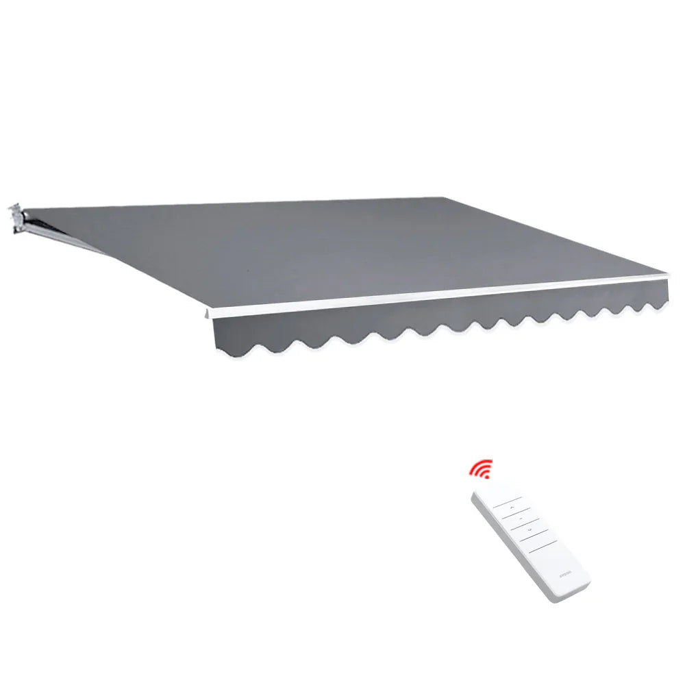 Instahut Retractable Folding Arm Awning Motorised Sunshade 4Mx3M Pearl Grey - Mekamart Australia