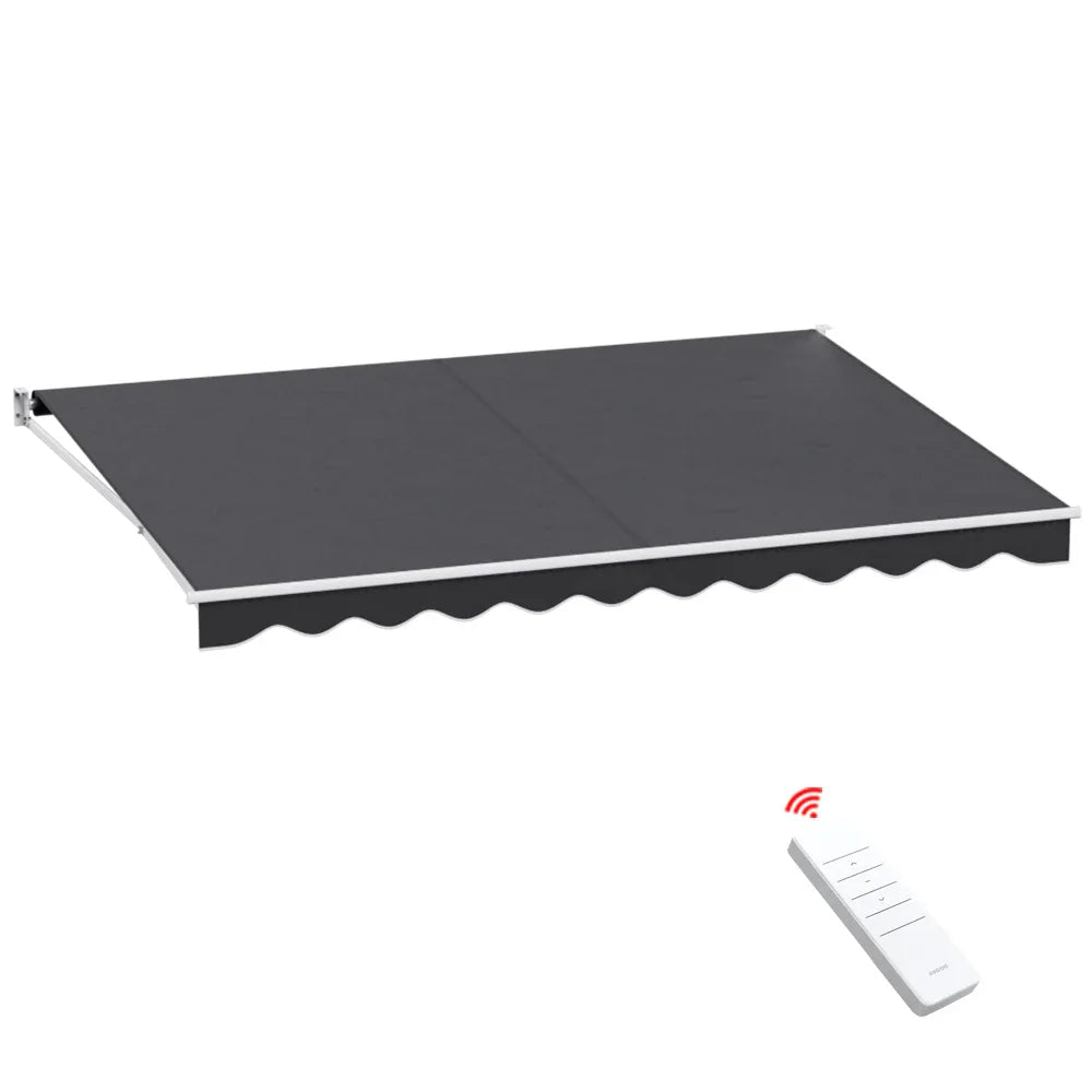 Instahut Retractable Folding Arm Awning Motorised Sunshade 4.5Mx3M Grey - Mekamart Australia