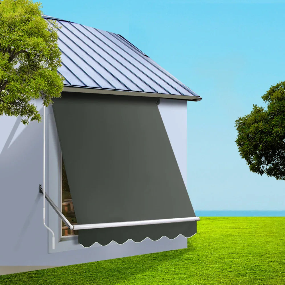Instahut Window Fixed Pivot Arm Awning Outdoor Blinds Retractable Canopy1.5X2.1M - Mekamart Australia