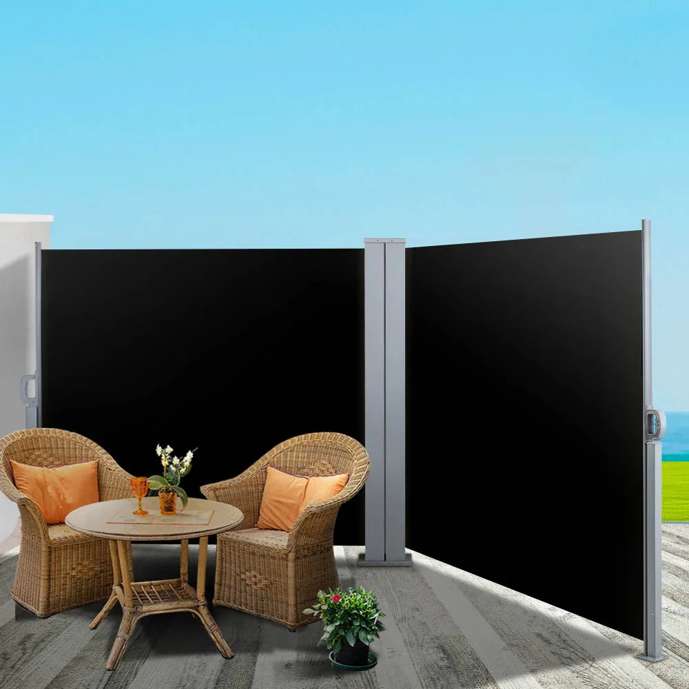 Instahut Side Awning Outdoor Blinds Sun Shade Retractable Screen 2X6M BK - Mekamart Australia