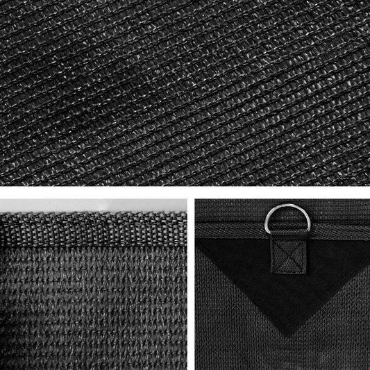 Caravan Privacy Screen Roll Out Awning 1.95x2.2M Sun Shade End Wall Side Black - Mekamart Australia