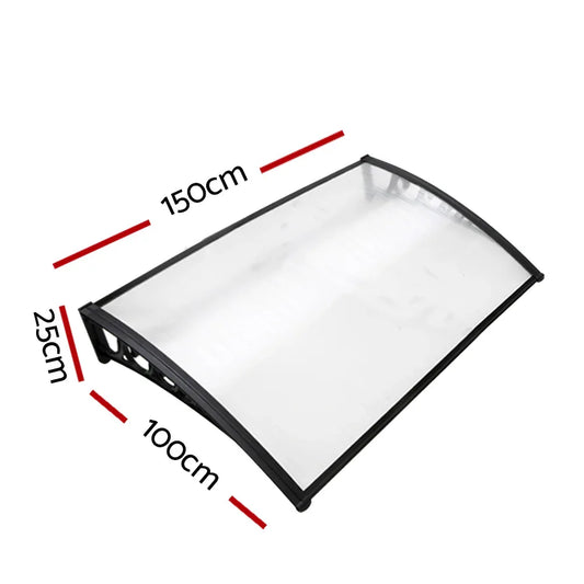 Instahut Window Door Awning 1mx1.5m Transparent - Mekamart Australia