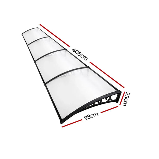 Instahut Window Door Awning 1mx4m Transparent - Mekamart Australia