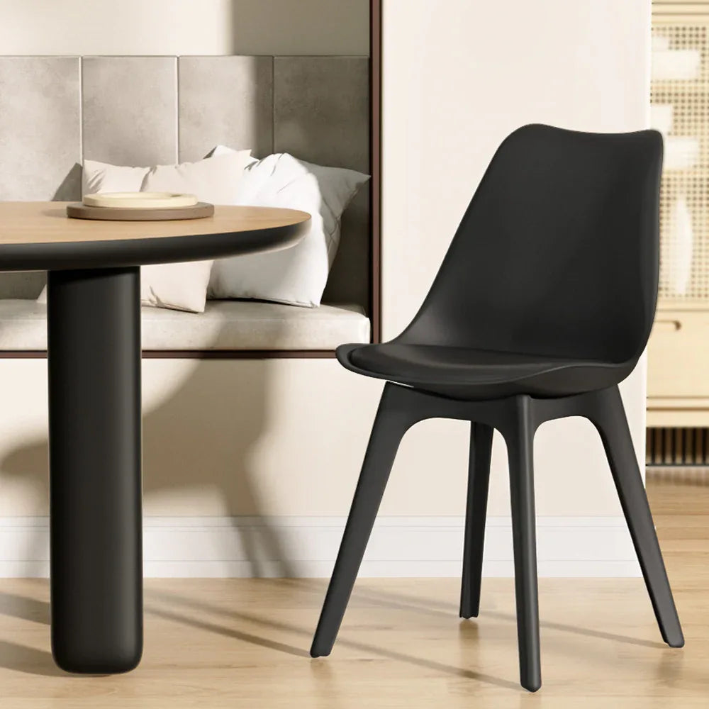 Artiss Dining Chairs Set of 4 Leather Plastic DSW Replica Black - Mekamart Australia