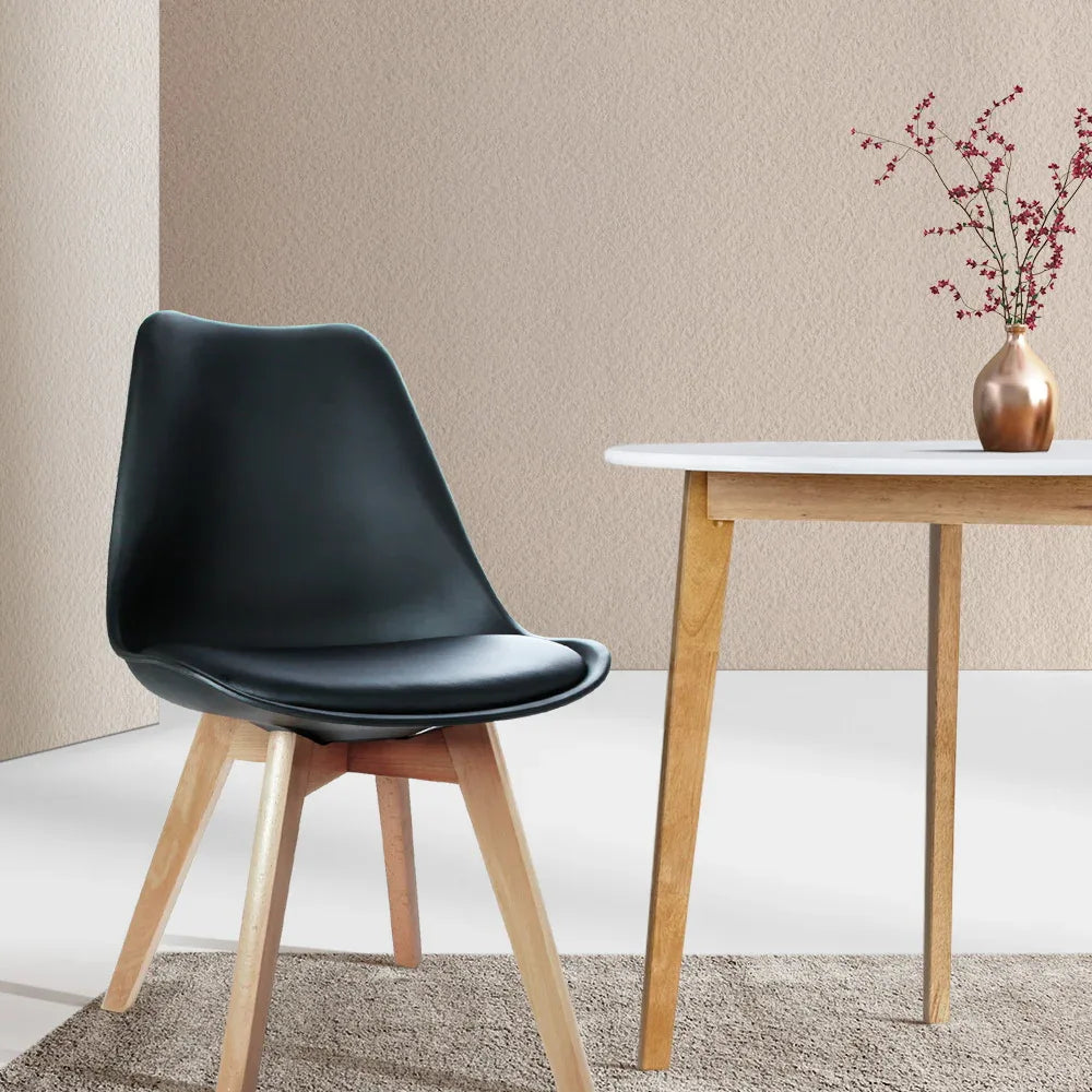 Artiss Dining Chairs Set of 4 Leather Plastic DSW Replica Wooden Black - Mekamart Australia