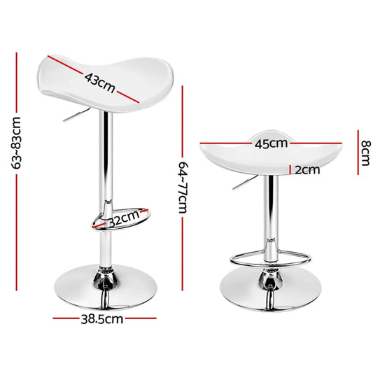 Artiss 4x Bar Stools Leather Gas Lift Chair White - Mekamart Australia