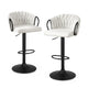 Artiss Bar Stool x2 Kitchen Dining Chair Counter Gaslift Woven Velvet Ivory - Mekamart Australia
