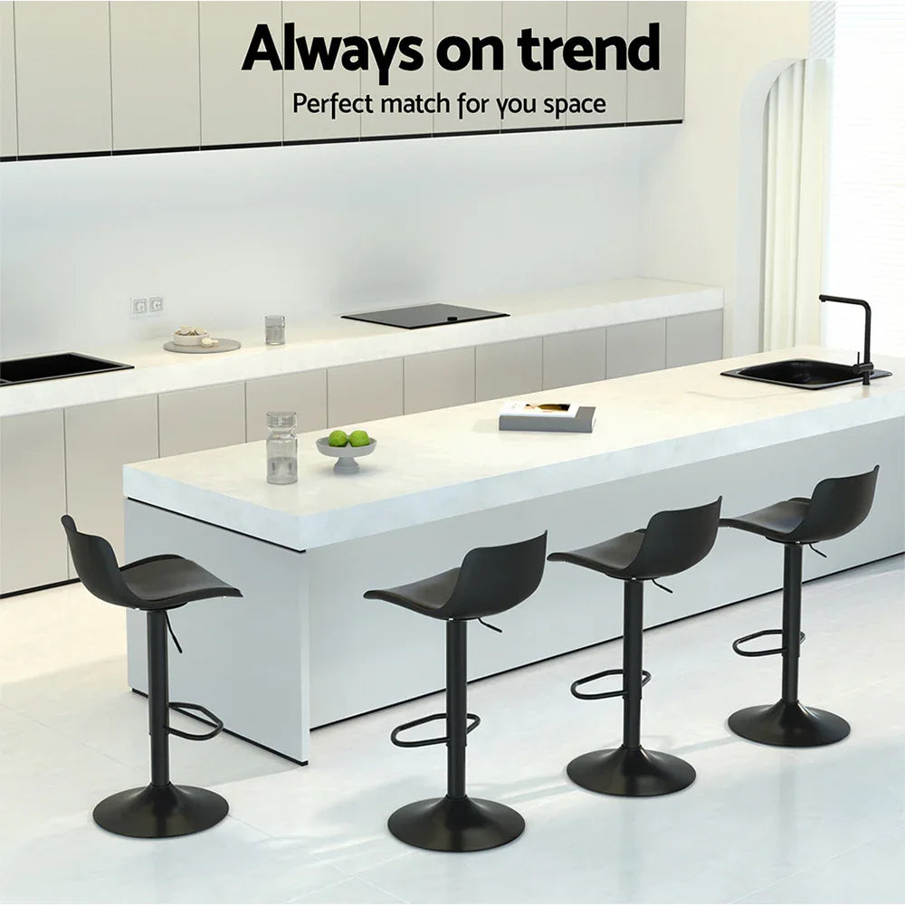 Artiss 2x Bar Stools Padded Seat Gas Lift Black - Mekamart Australia