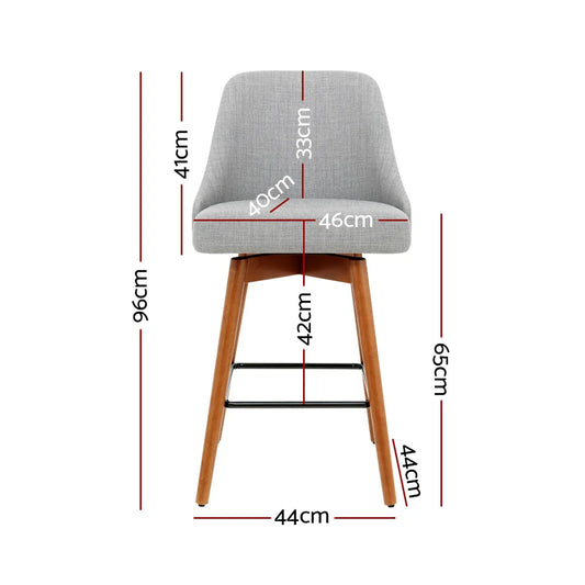 Artiss 2x Bar Stools Swivel Seat Wooden Grey - Mekamart Australia