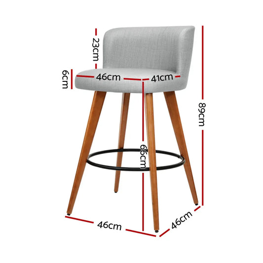 Artiss 4x Bar Stools Linen Padded Wooden Grey - Mekamart Australia