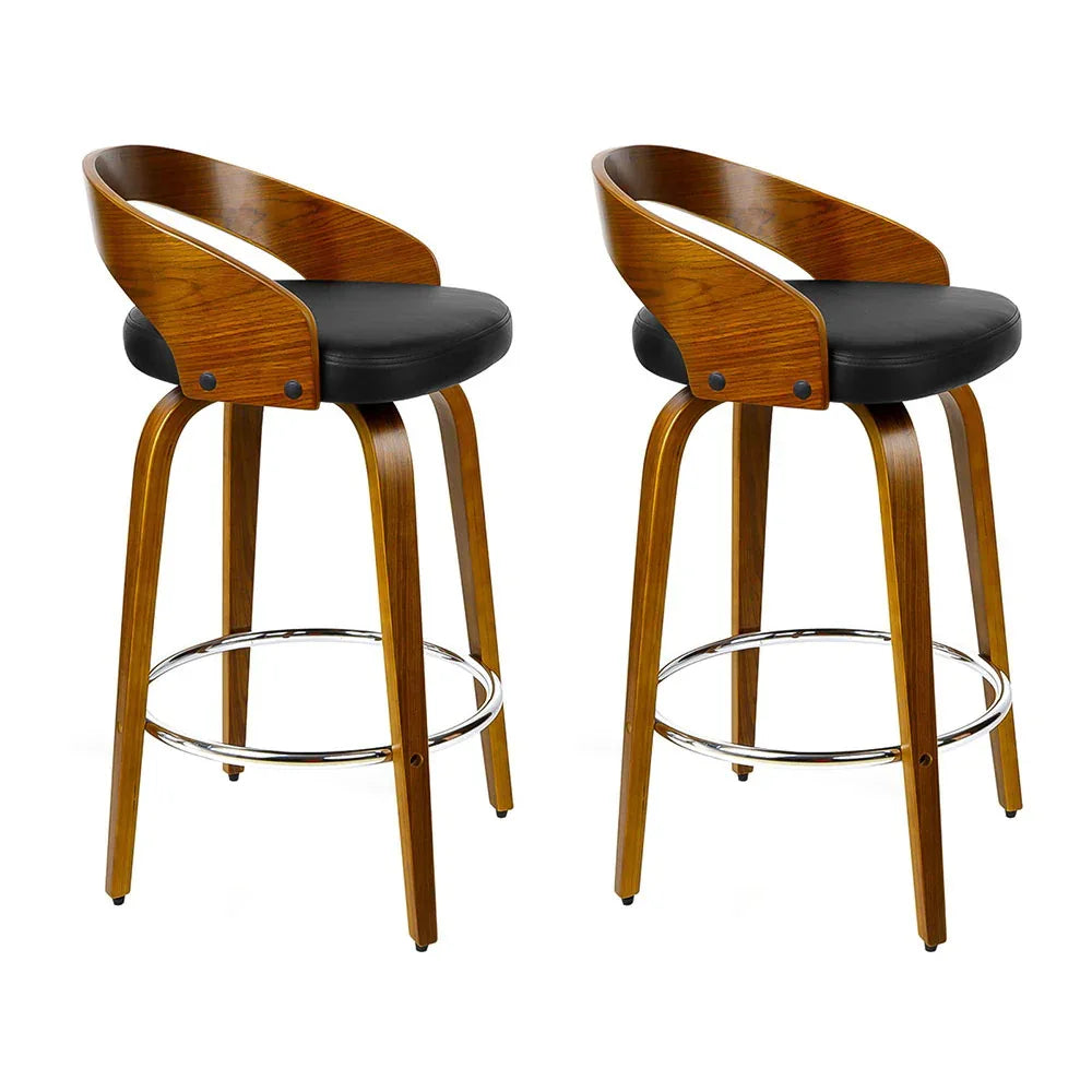 Artiss 2x Bar Stools Swivel Seat Curving Backrest - Mekamart Australia