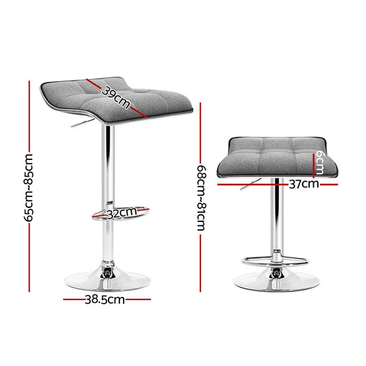 Artiss 2x Bar Stools Linen Padded Gas Lift - Mekamart Australia