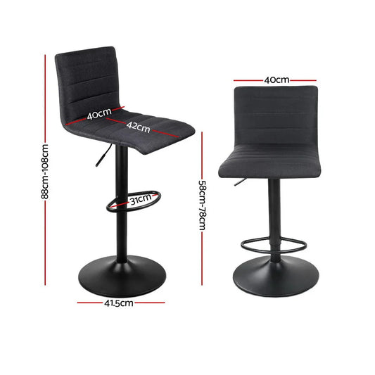 Artiss 4x Bar Stools Gas Lift Linen Fabric Black - Mekamart Australia