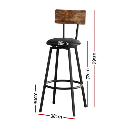 Artiss 2X Industrial Bar Stools Upholstered Counter Chairs Steel Frame Anti-Scratch - Mekamart Australia