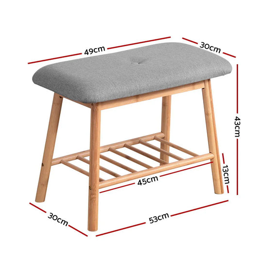 Artiss Shoe Rack Shoe Bench Fabric Seat 2 Pairs - Mekamart Australia