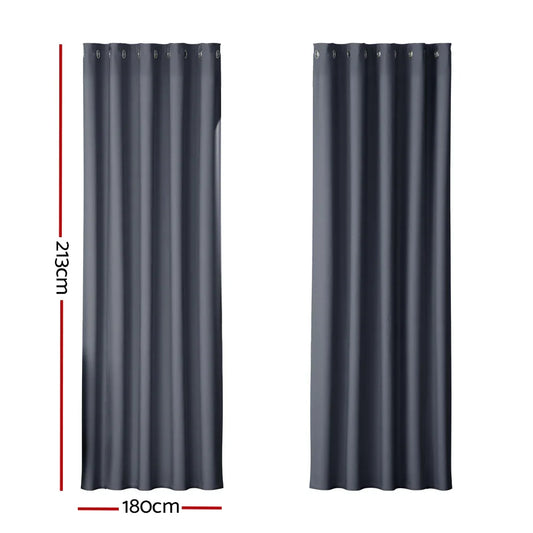 Artiss 2X Blockout Curtains Eyelet 180x213cm Charcoal - Mekamart Australia