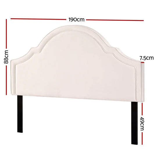 Artiss Bed Frame Bed Head Headboard King Velvet IRIS Beige - Mekamart Australia