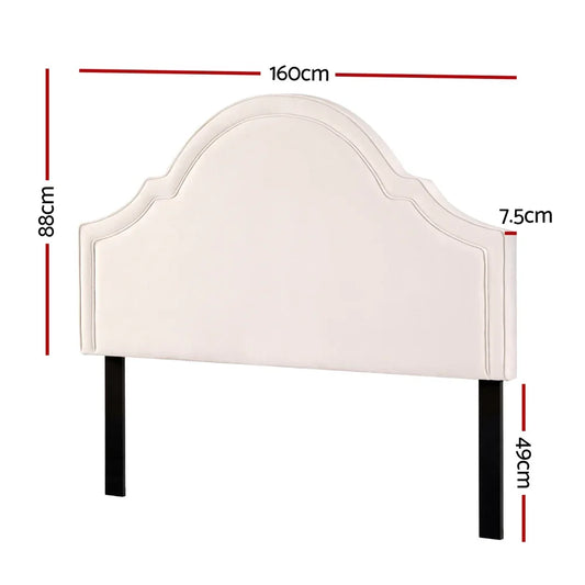 Artiss Bed Frame Bed Head Headboard Queen Velvet IRIS Beige - Mekamart Australia