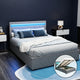 Artiss Bed Frame Double Size LED Gas Lift Grey COLE - Mekamart Australia