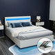 Artiss Bed Frame Queen Size LED Gas Lift White COLE - Mekamart Australia