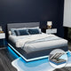 Artiss Bed Frame Queen Size LED Gas Lift Grey LUMI - Mekamart Australia