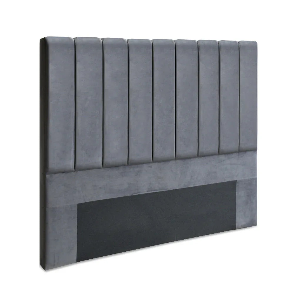 Artiss Bed Head Headboard Queen Velvet - VELA Grey - Mekamart Australia