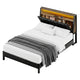 Artiss Double Bed Frame LED Storage Headboard with Charging Station Black - Mekamart Australia
