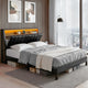 Artiss Queen Bed Frame LED Storage Headboard with Charging Station Black - Mekamart Australia