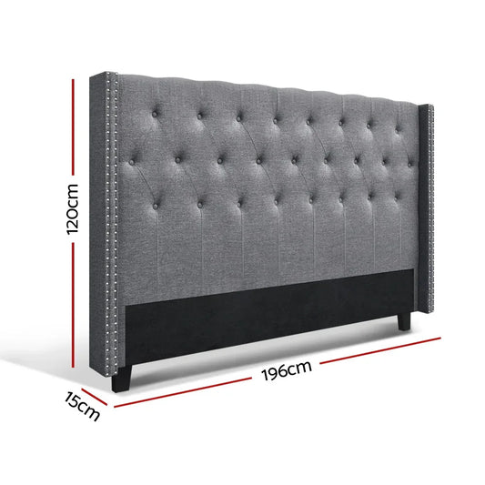 Artiss Bed Head Headboard King Size Fabric - LUCA Grey - Mekamart Australia