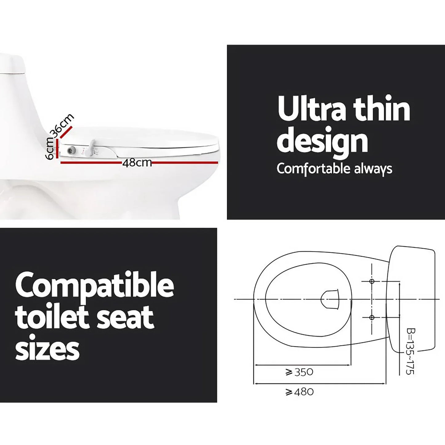 Cefito Non Electric Bidet Toilet Seat Cover Auto Water Spray Wash Knob Control - Mekamart Australia