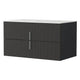 Cefito Vanity Unit 900mm Bathroom Cabinet Storage Wall Hung Black Timber Front - Mekamart Australia