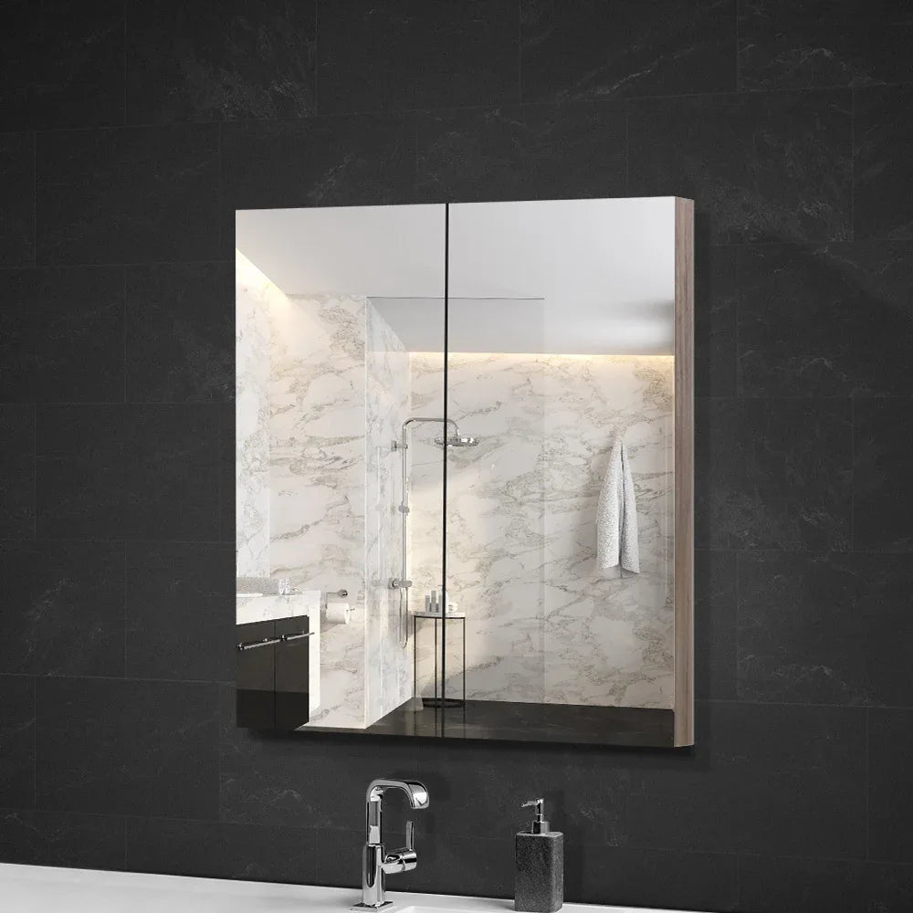 Cefito Bathroom Mirror Cabinet 600x720mm Oak - Mekamart Australia