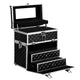 Embellir Portable Cosmetic Beauty Makeup Carry Case with Mirror - Diamond Black - Mekamart Australia