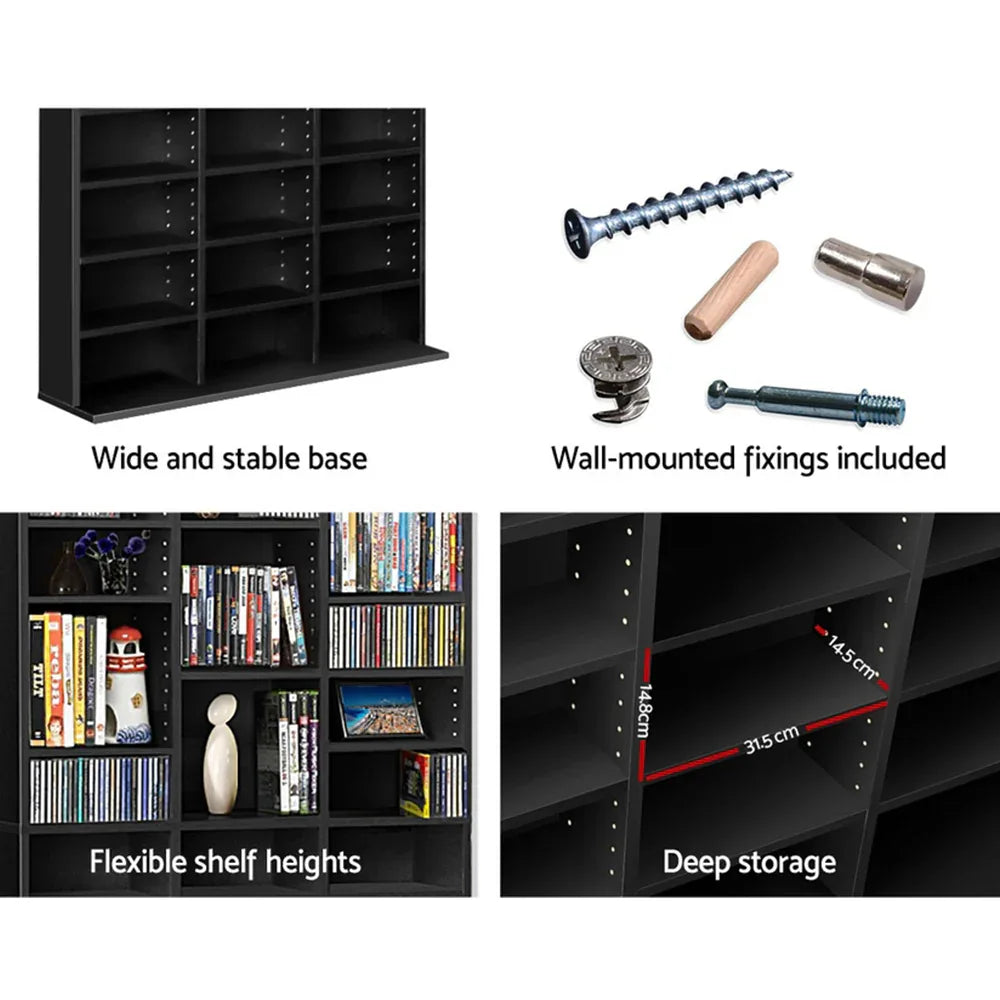 Artiss Bookshelf CD Storage Rack - BERT Black - Mekamart Australia
