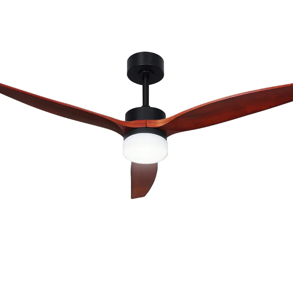 Devanti 52'' Ceiling Fan AC Motor 3 Blades w/Light - Dark Wood - Mekamart Australia