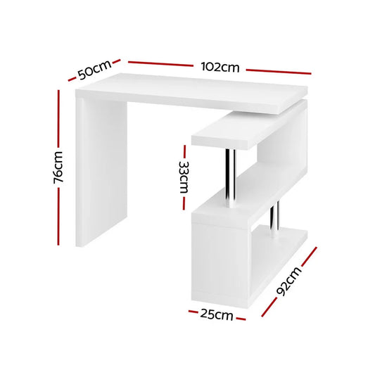 Artiss Computer Desk L-Shape Bookshelf White - Mekamart Australia